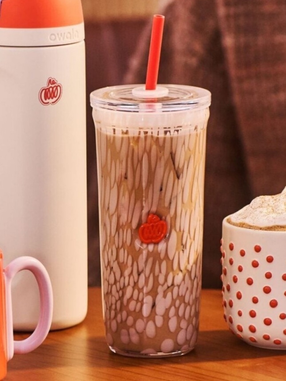 NWT Starbucks pumpkin 2026 glass cold cup Tumbler with Straw